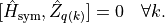 [\hat{H}_{\mathrm{sym}}, \hat{Z}_{q(k)}] = 0 \quad \forall k.
